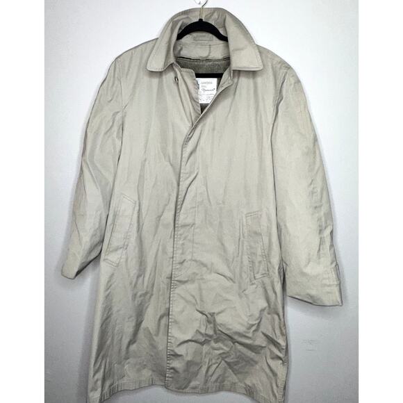 London Fog Unisex Trench Coat Size 42 Tan Zip In Liner Long Heavyweight - Picture 1 of 12